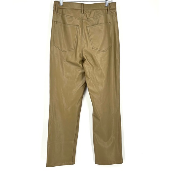 Abercrombie & Fitch 90s Straight Vegan Leather Pants Sz 30 Green Ultra High Rise - Picture 4 of 11
